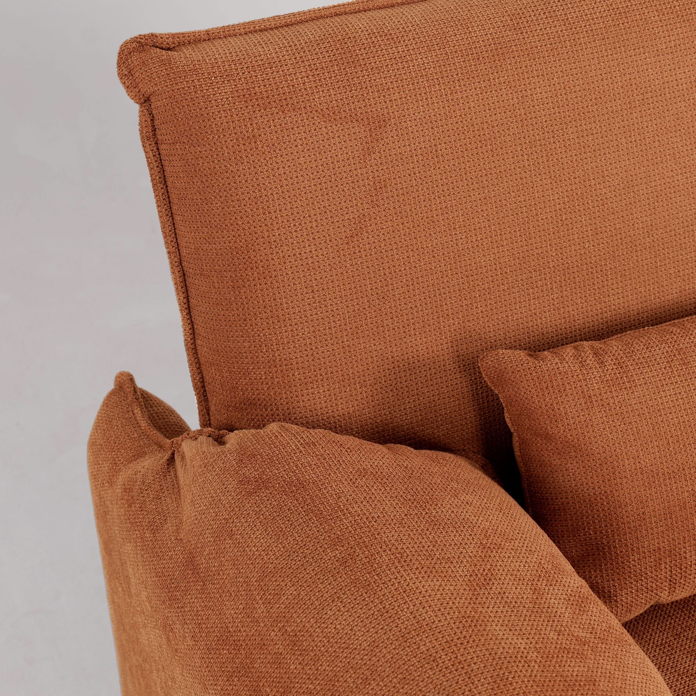 Caramel & Ginger Yellow Fabric Sofa Bed with Adjustable Backrest and Easy Pull-Out Mechanism