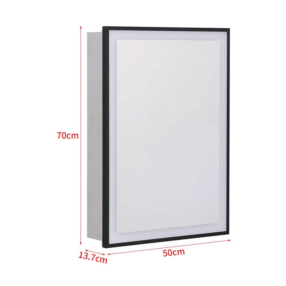 70cm Height LED Light Mirror Cabinet Single Door with Demister Film IP44 Frame
