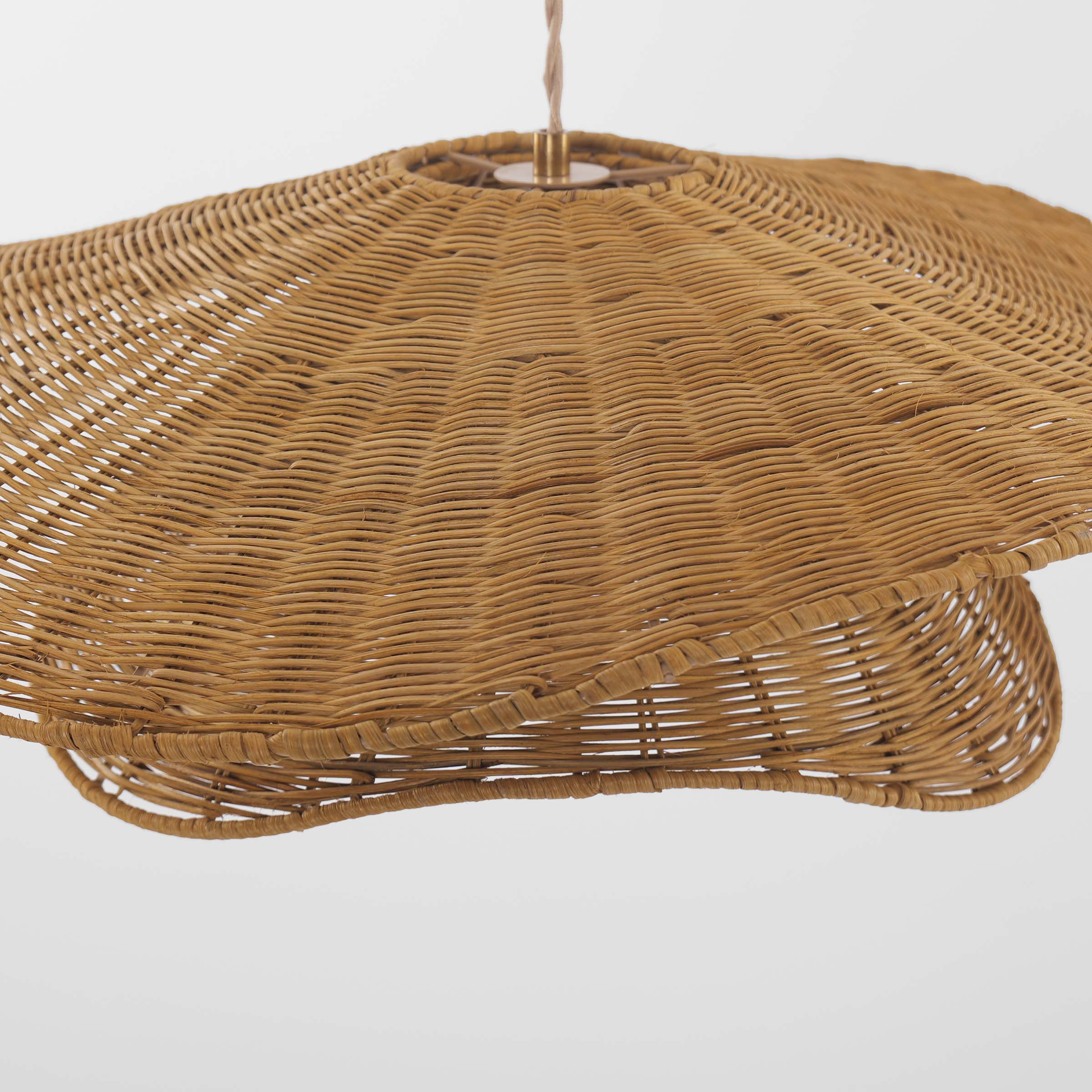 Lightsin Woven Rattan and Iron Pendant Light – Organic Ceiling Pendant Light for Dining Room, Living Room, and Modern Rustic Interiors
