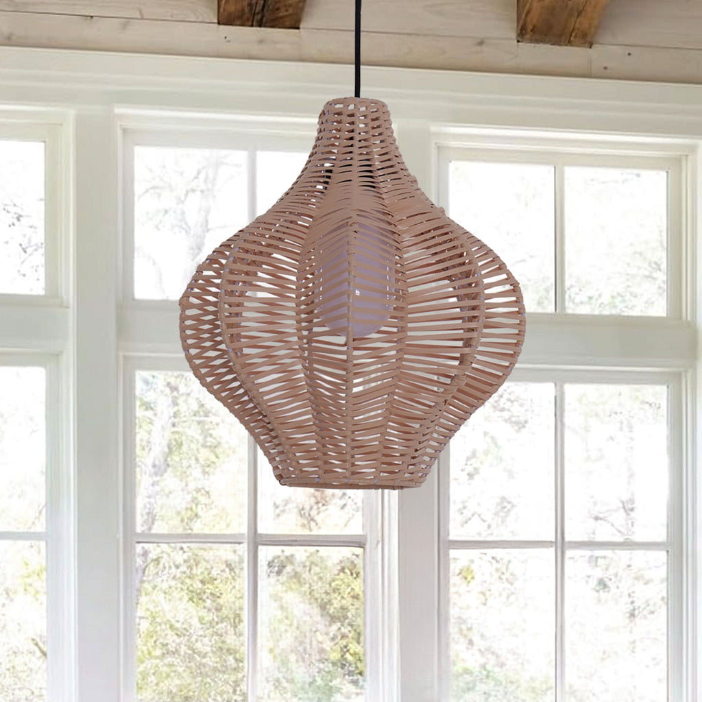 Lightsin Minimalist Handmade Wooden Rattan Pendant Light