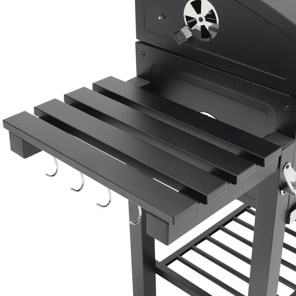 Barrel Charcoal Outdoor Grill Wide 160cm with Side Shelves