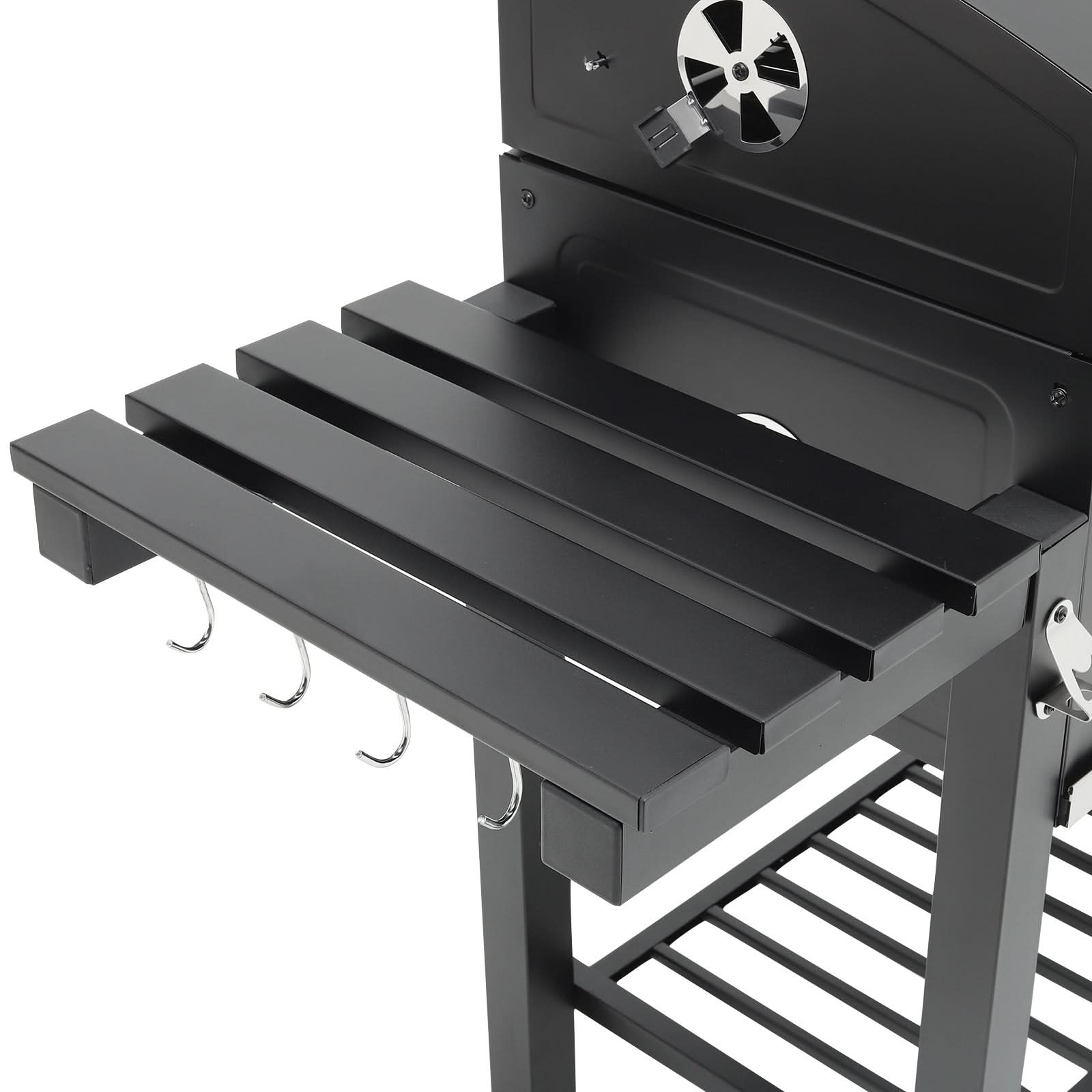 Barrel Charcoal Outdoor Grill Wide 160cm with Side Shelves