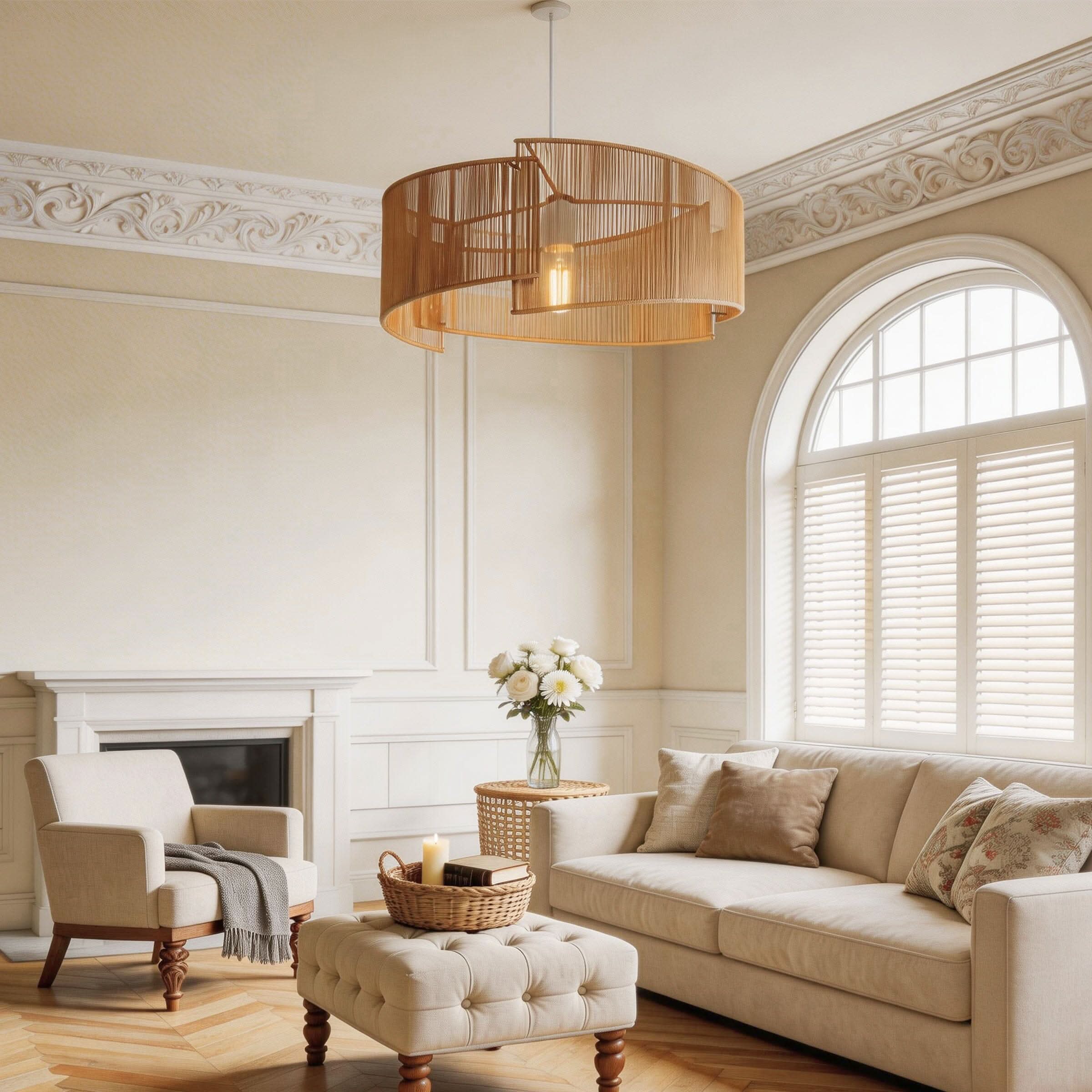 Lightsin Twist  Handwoven Paper Rope Pendant Light for Cozy Living Spaces