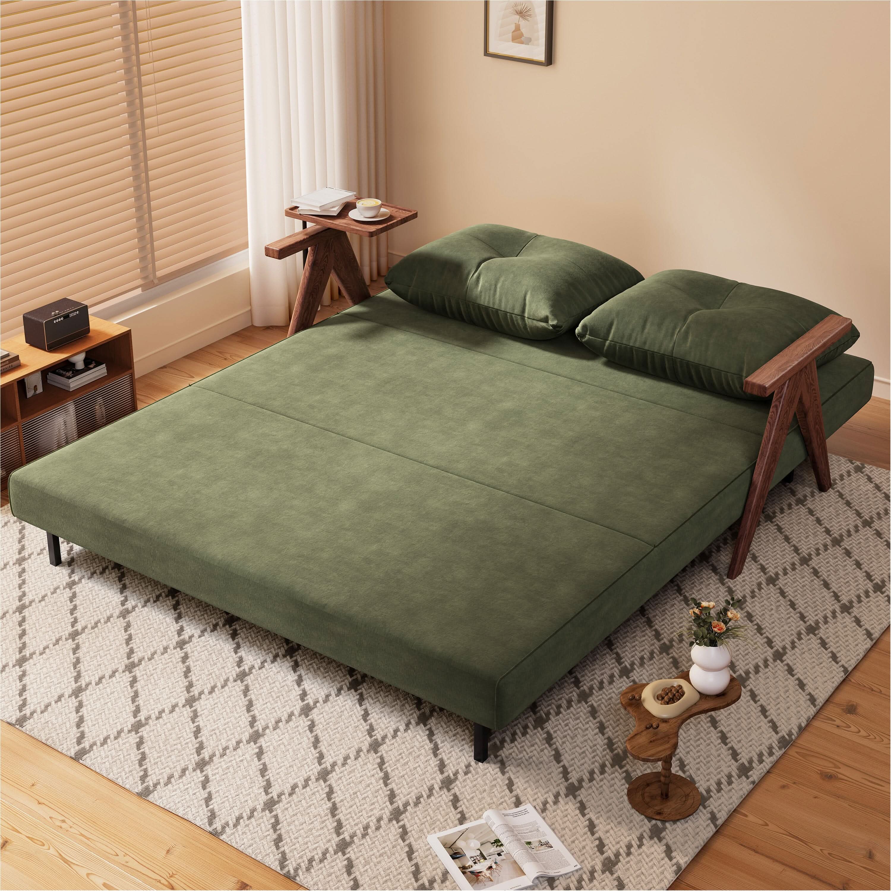 Cottonfy Foldable Matte Fabric Solid Wood 3 Mode Sofa Bed