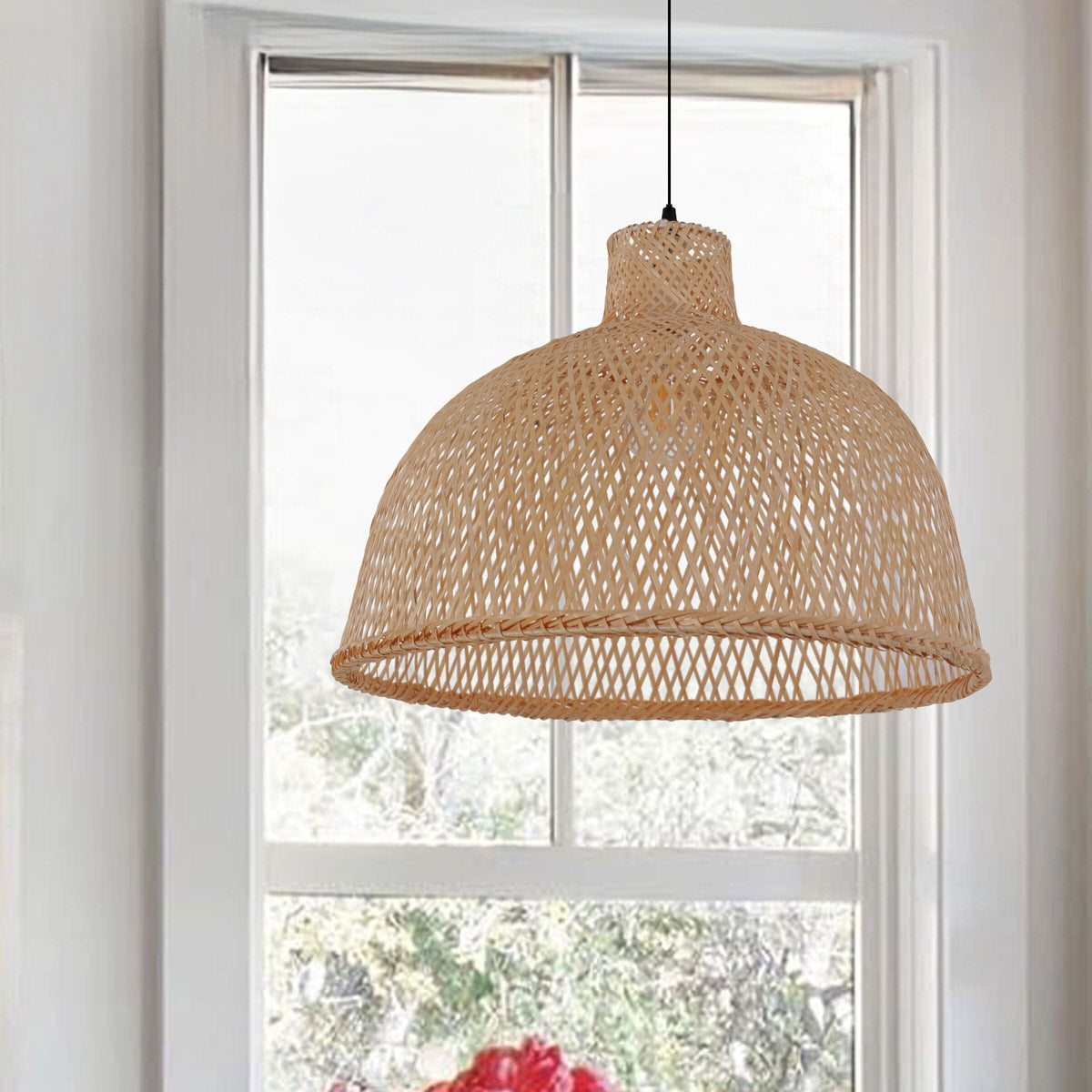 Lightsin Cella-Bamboo Dome Pendant Light – Handwoven Ceiling Lighting for Living Room & Kitchen