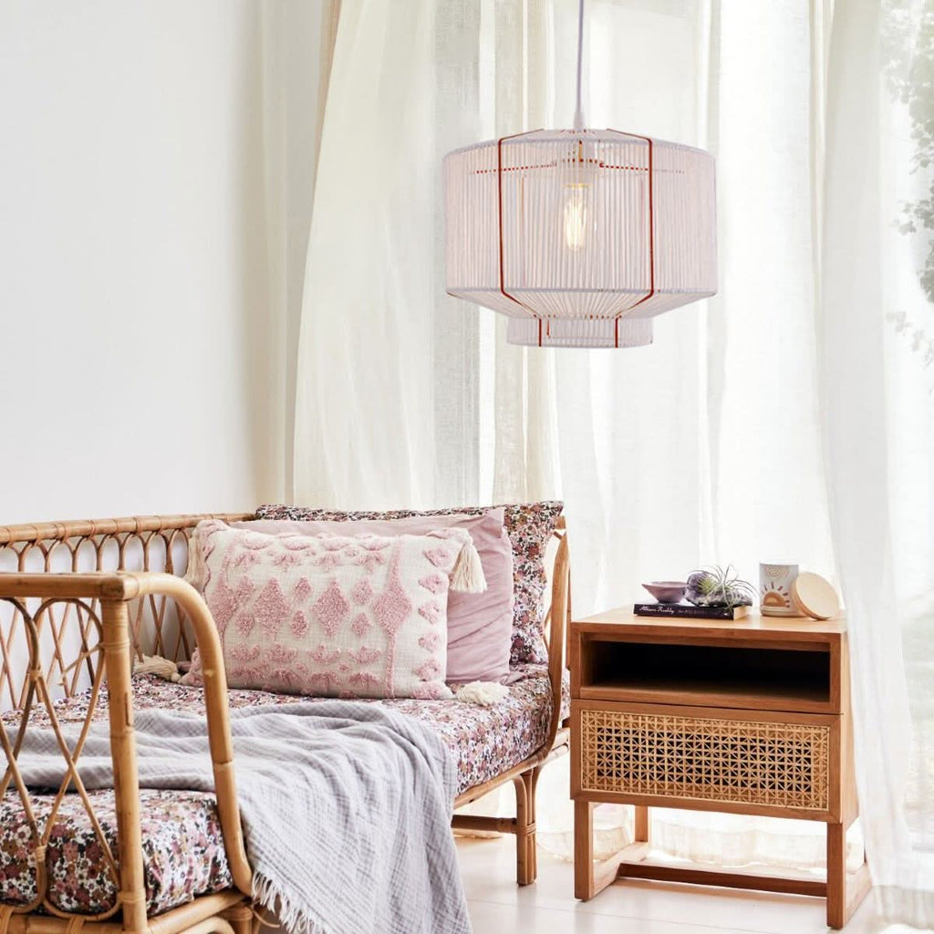 Lightsin Modern Handwoven White Paper Rope Pendant Light for Cozy Interiors