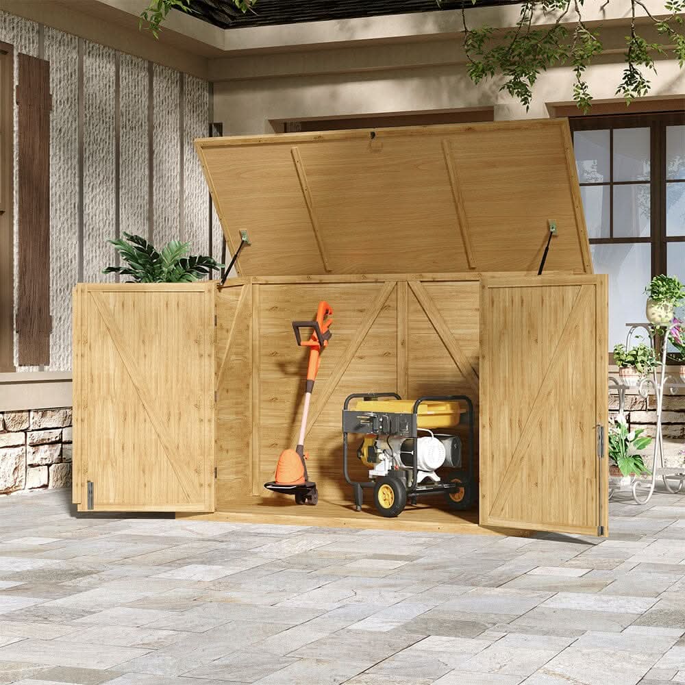 Wooden Bicycle Shed with Asphalt Roof and Steel Locking Door