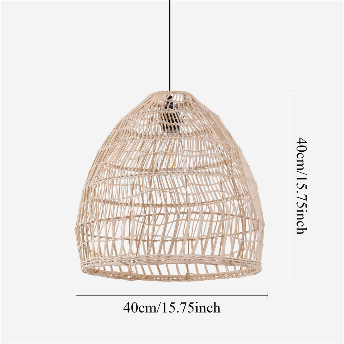 Lightsin Woven Rattan Dome Pendant Ceiling Light – Eco-Friendly Rustic Ceiling Light for Living Room, Dining, and Modern Interiors