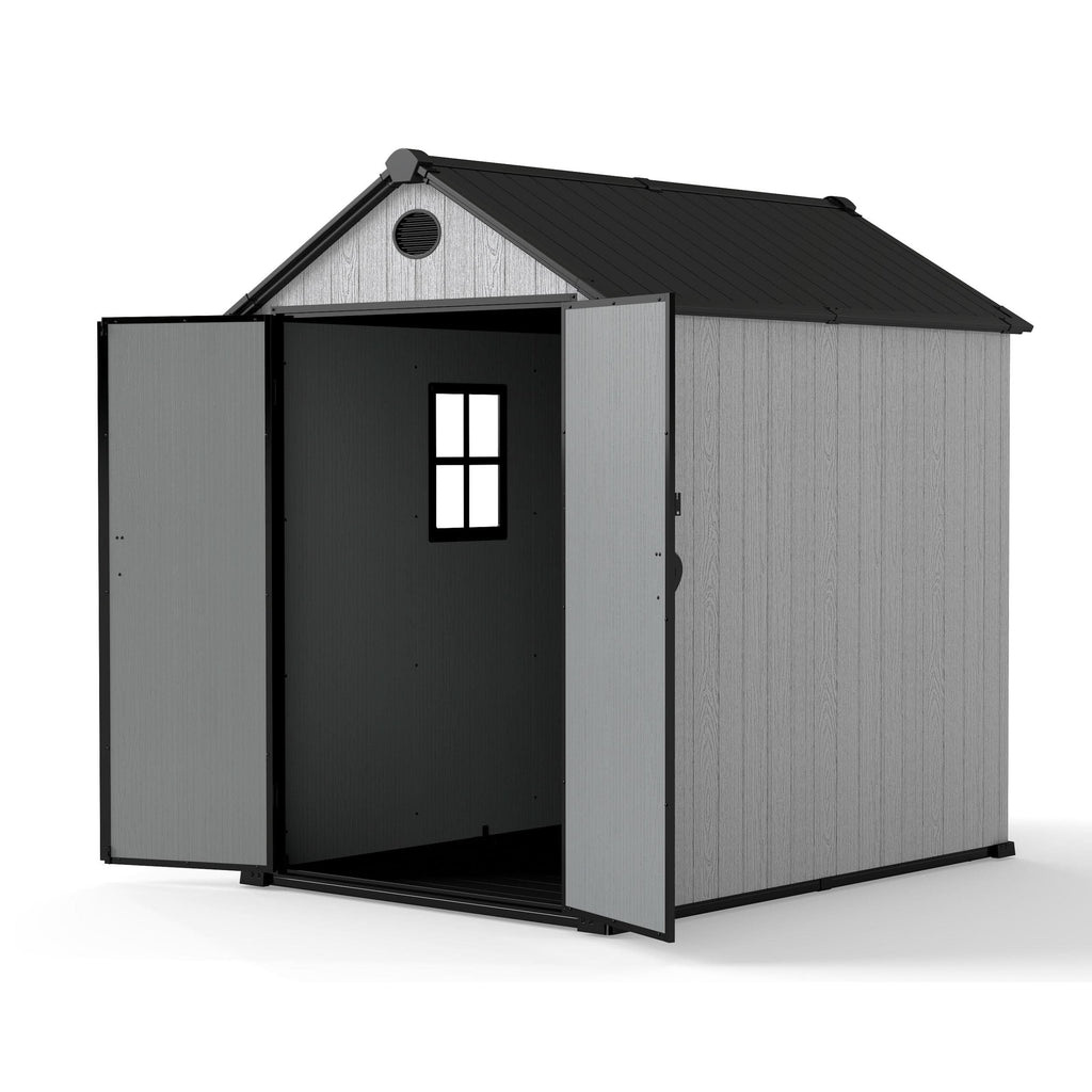 6'x8'ft/8'x8'ft/8'x12'ft/8'x16'ft Gray Wood Grain Plastic Tool Shed