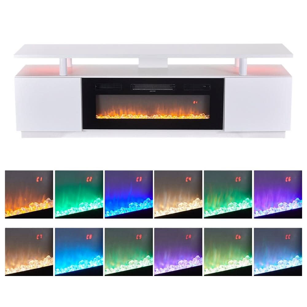 70 inch L Modern LED TV Stand with 12 Colour Electric Fireplace