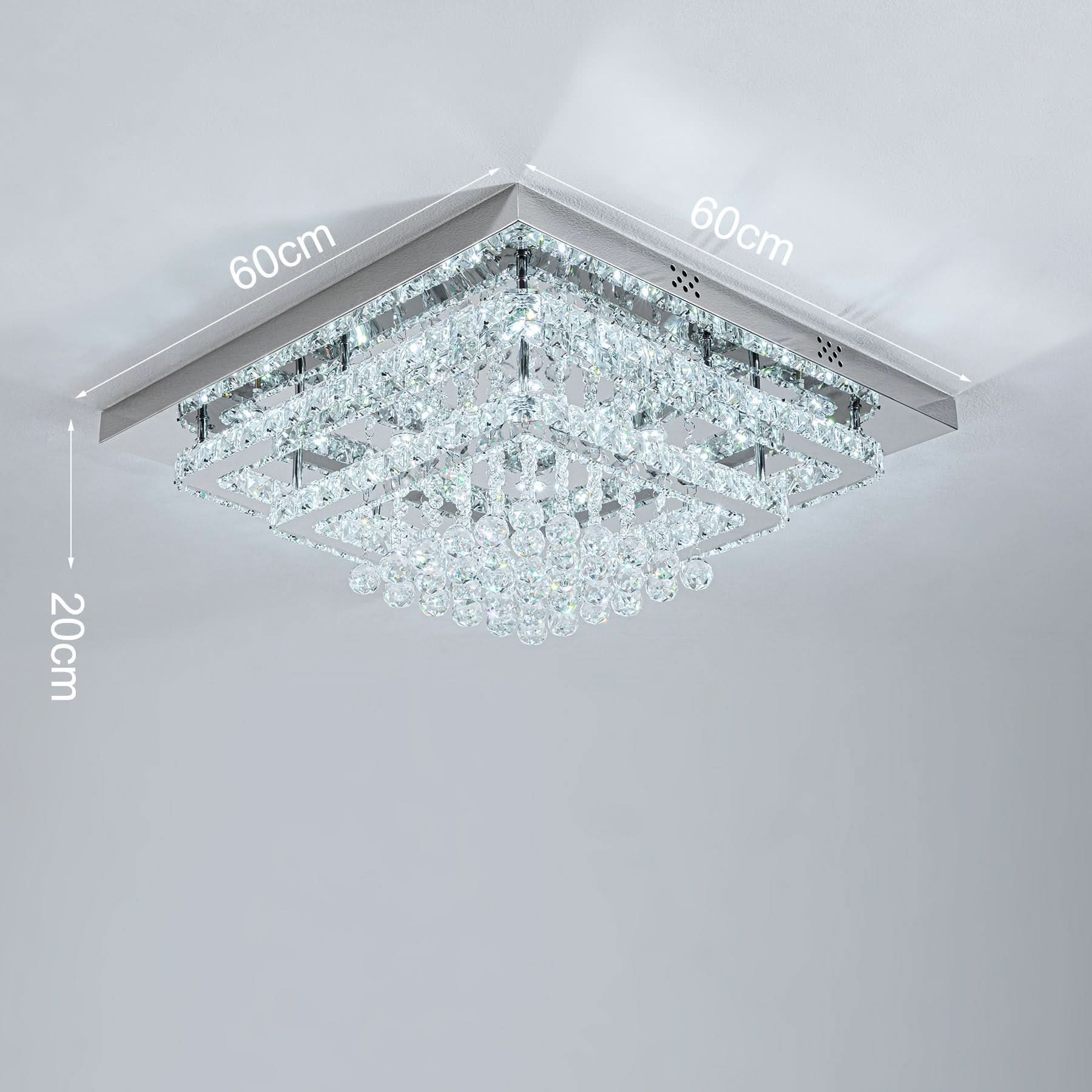 60cm W Double-Layer LED Ceiling Light Fixture with Crystal Drops
