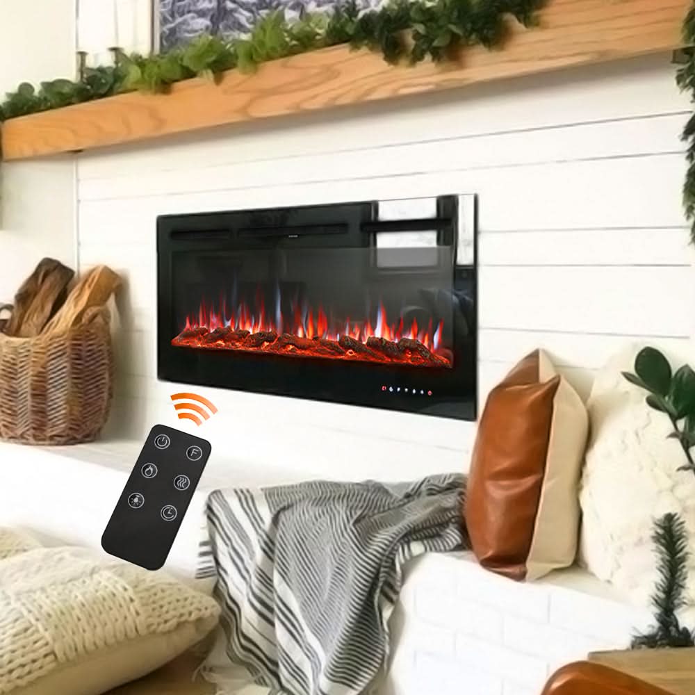 70/80/100 Inch Inset Electric Fireplace Built-In Heater with 9 Flame Colour