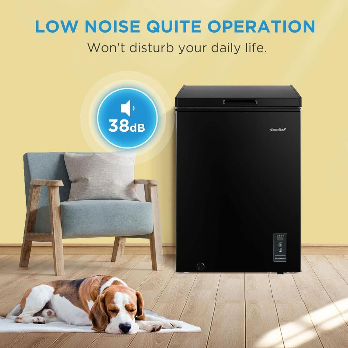 COMFEE White/Black 99L Freestanding Chest Freezer with Digital Temperature Control
