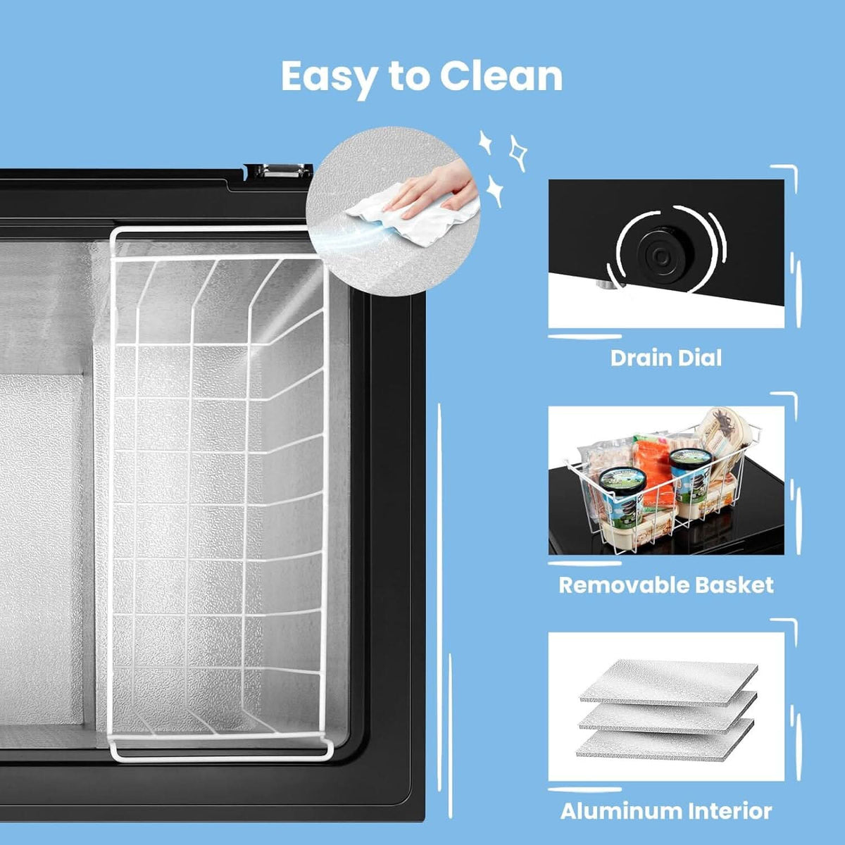 COMFEE White/Black 99L Freestanding Chest Freezer with Digital Temperature Control