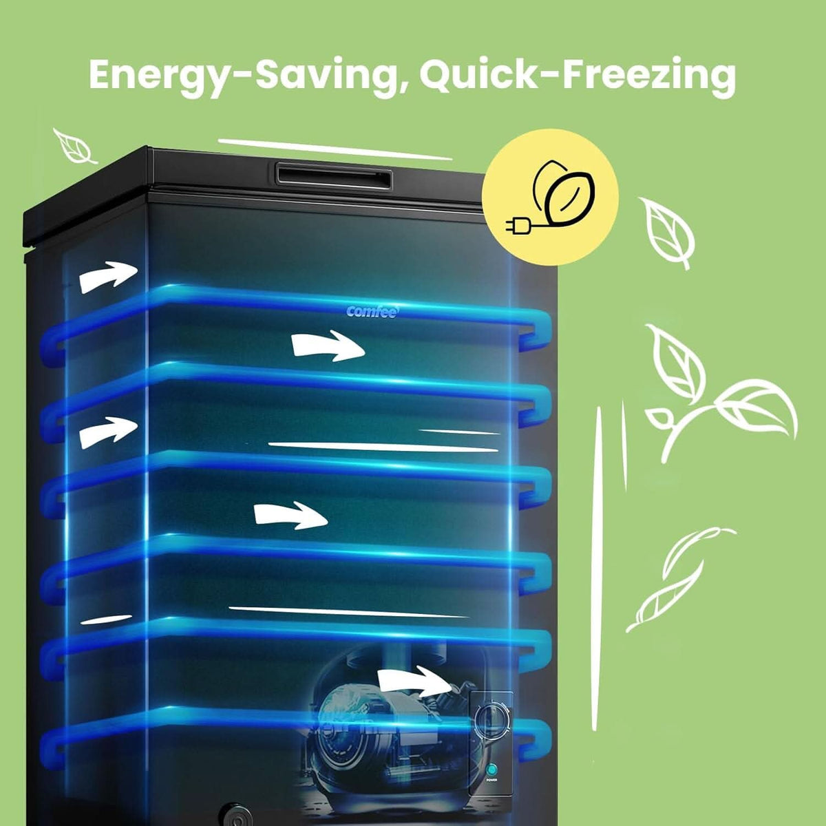 COMFEE White/Black 99L Freestanding Chest Freezer with Digital Temperature Control
