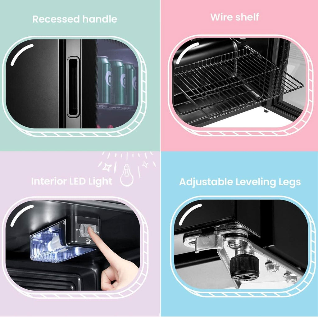 COMFEE 93L Black Compact Drinks Fridge with Adjustable Shelves and LED Light