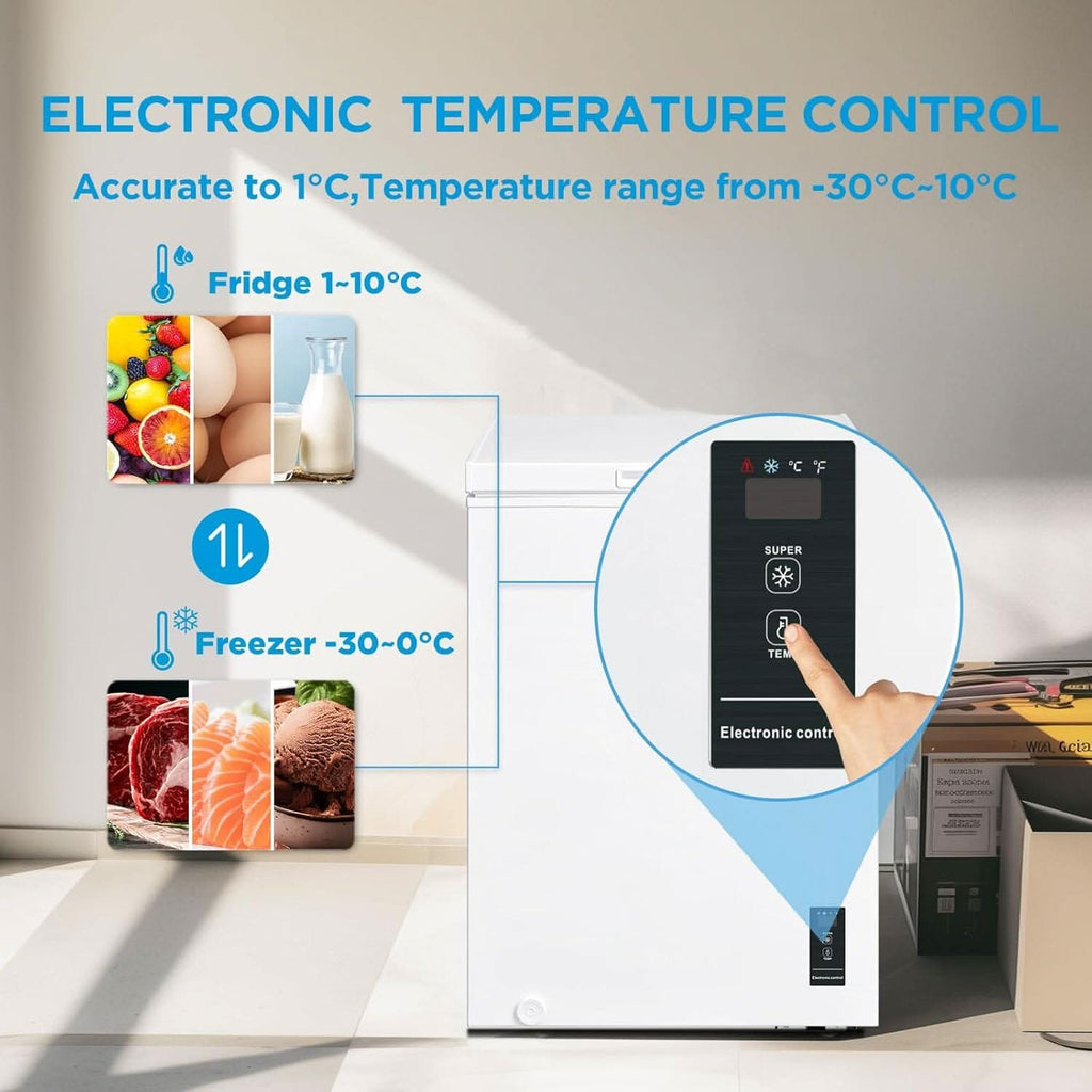 COMFEE White/Black 99L Freestanding Chest Freezer with Digital Temperature Control