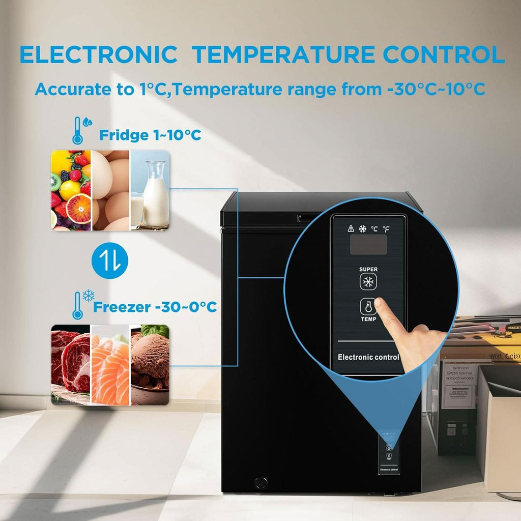 COMFEE White/Black 99L Freestanding Chest Freezer with Digital Temperature Control