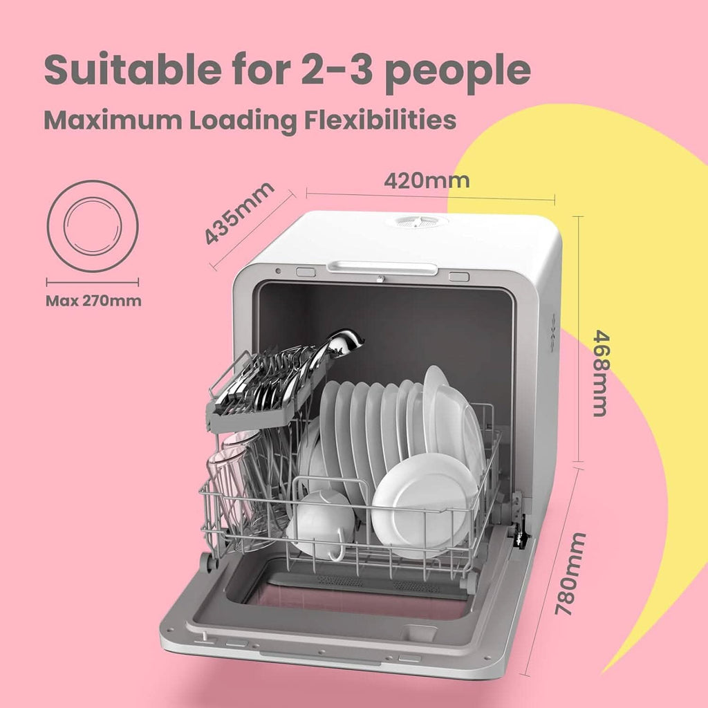 COMFEE 6L White Compact Countertop Dishwasher with LED Display and 6 Place Settings