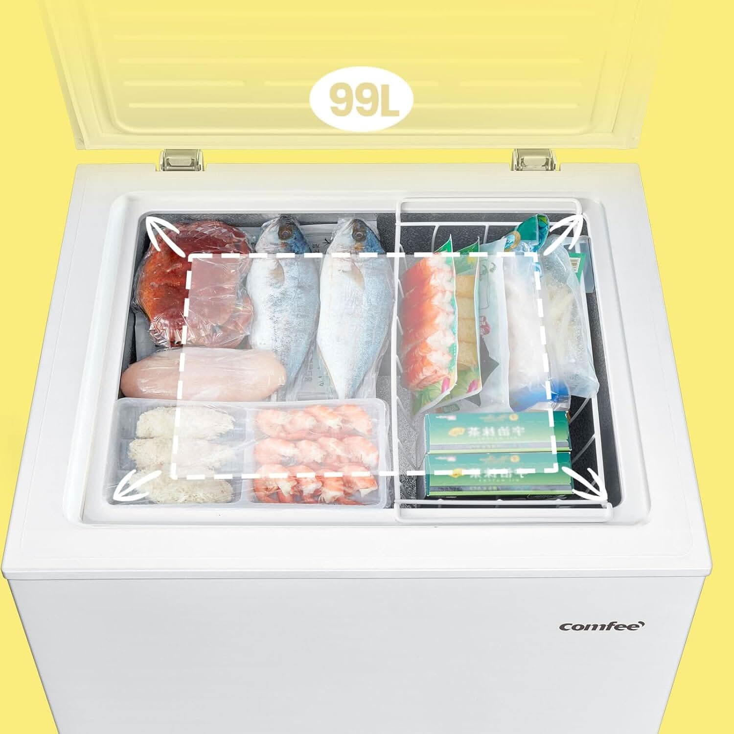 COMFEE White/Black 99L Freestanding Chest Freezer with Digital Temperature Control