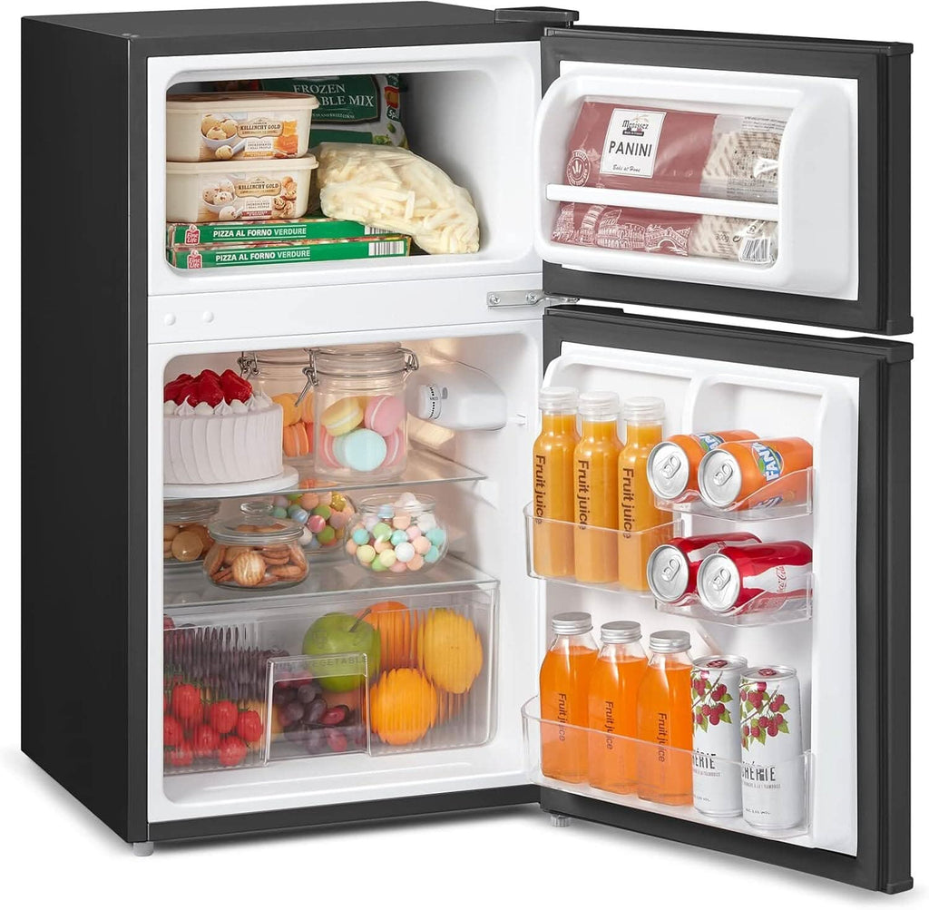 COMFEE 87L White/Black Under Counter Fridge Freezer with Adjustable Thermostat