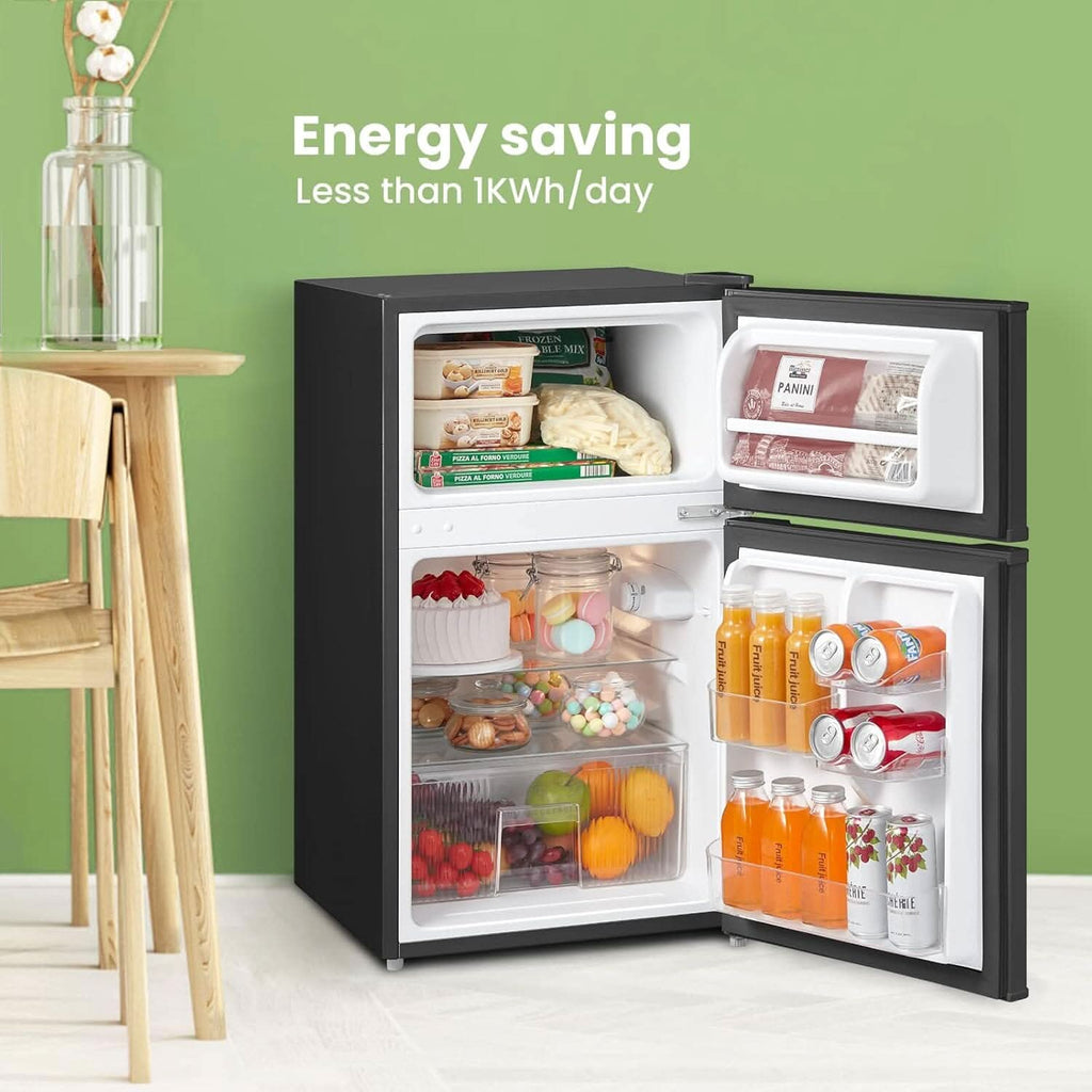 COMFEE 87L White/Black Under Counter Fridge Freezer with Adjustable Thermostat