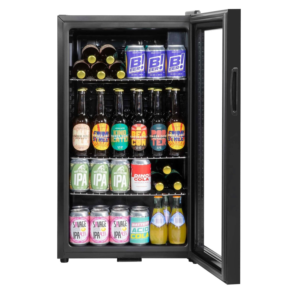 COMFEE 93L Black Compact Drinks Fridge with Adjustable Shelves and LED Light