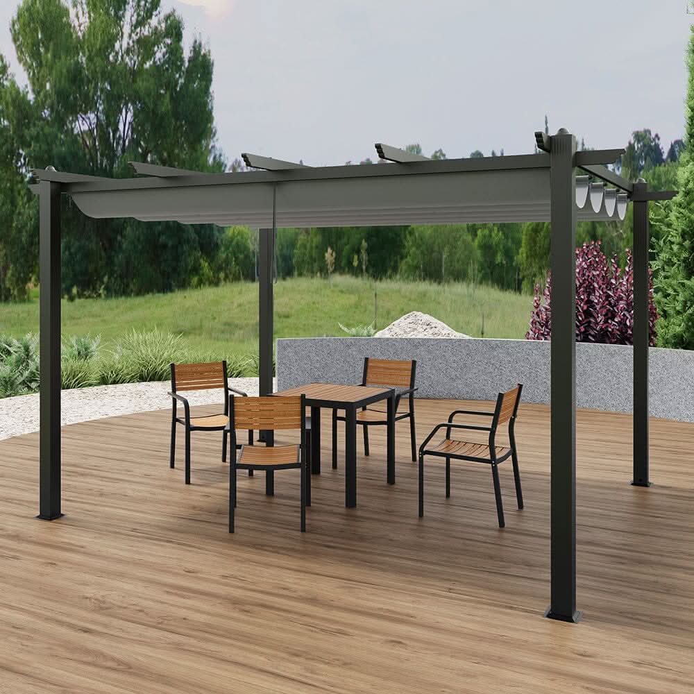 3x3m/3x4m/3x6m/4x4m All-Aluminum Flat Top Tarp Tent -Off-White/Light Grey