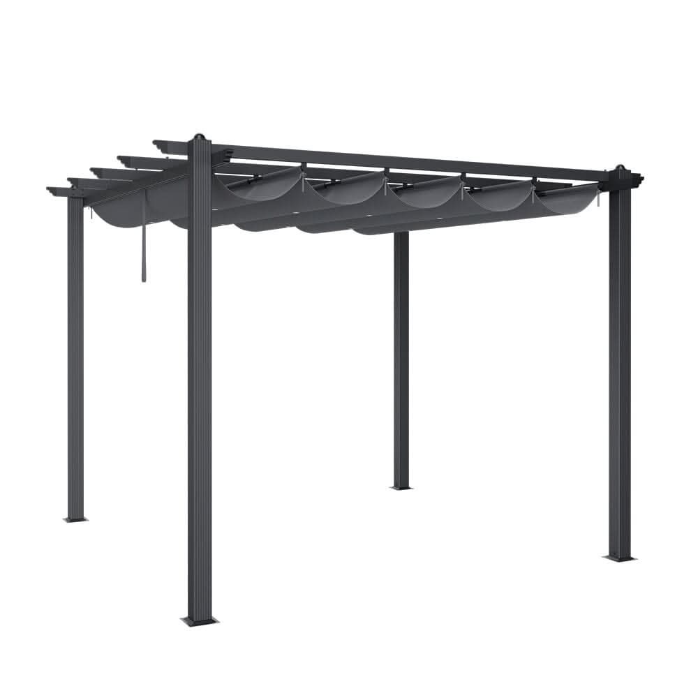 9ft Aluminum Patio Pergola with Sun-Shade Canopy