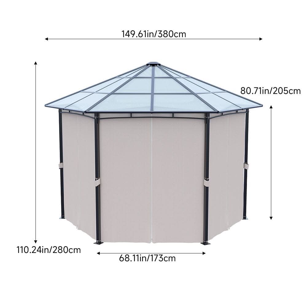 Dark Grey Aluminum & Steel Hexagonal Polycarbonate Canopy