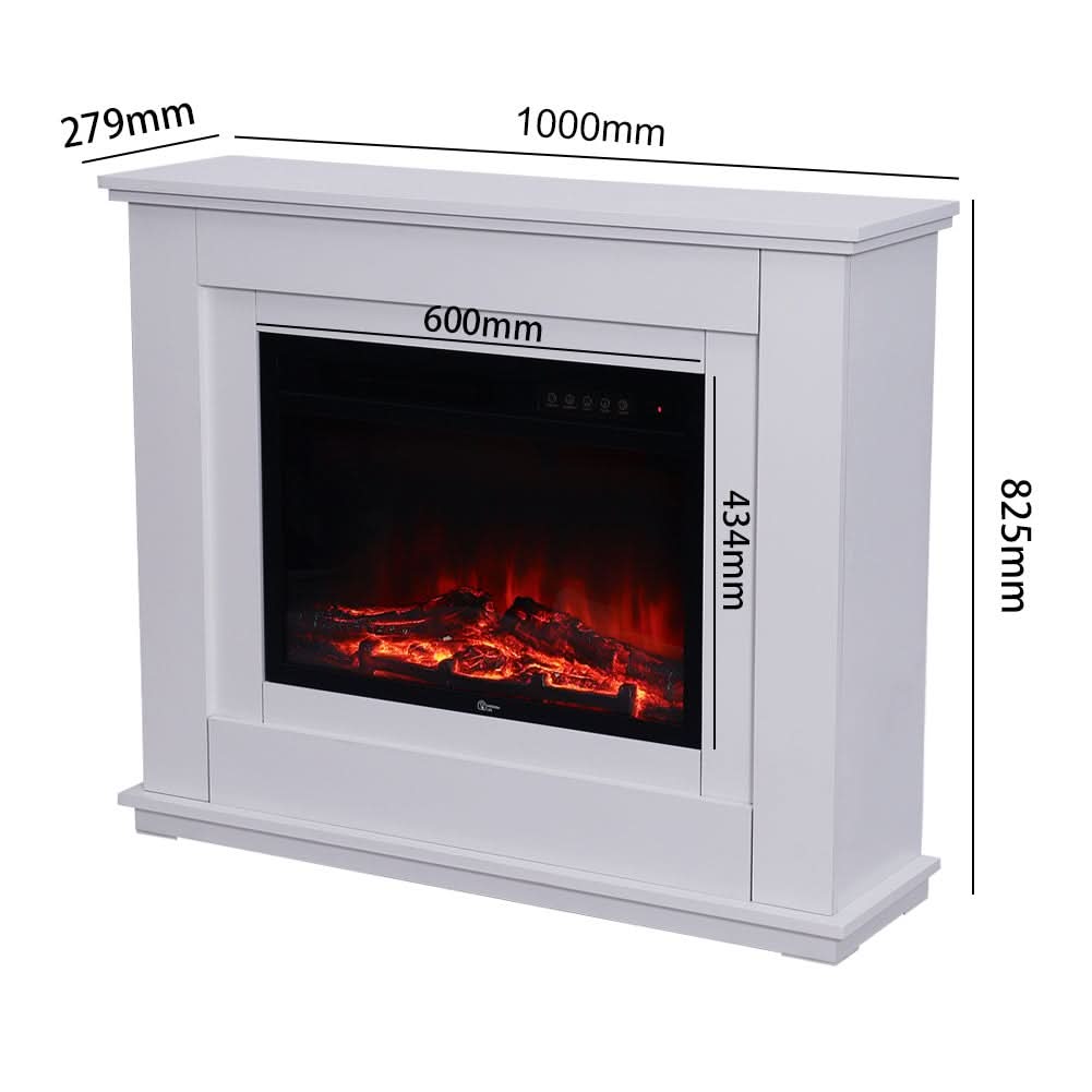39 Inch Electric Freestanding Fireplaces White Wooden Mantel