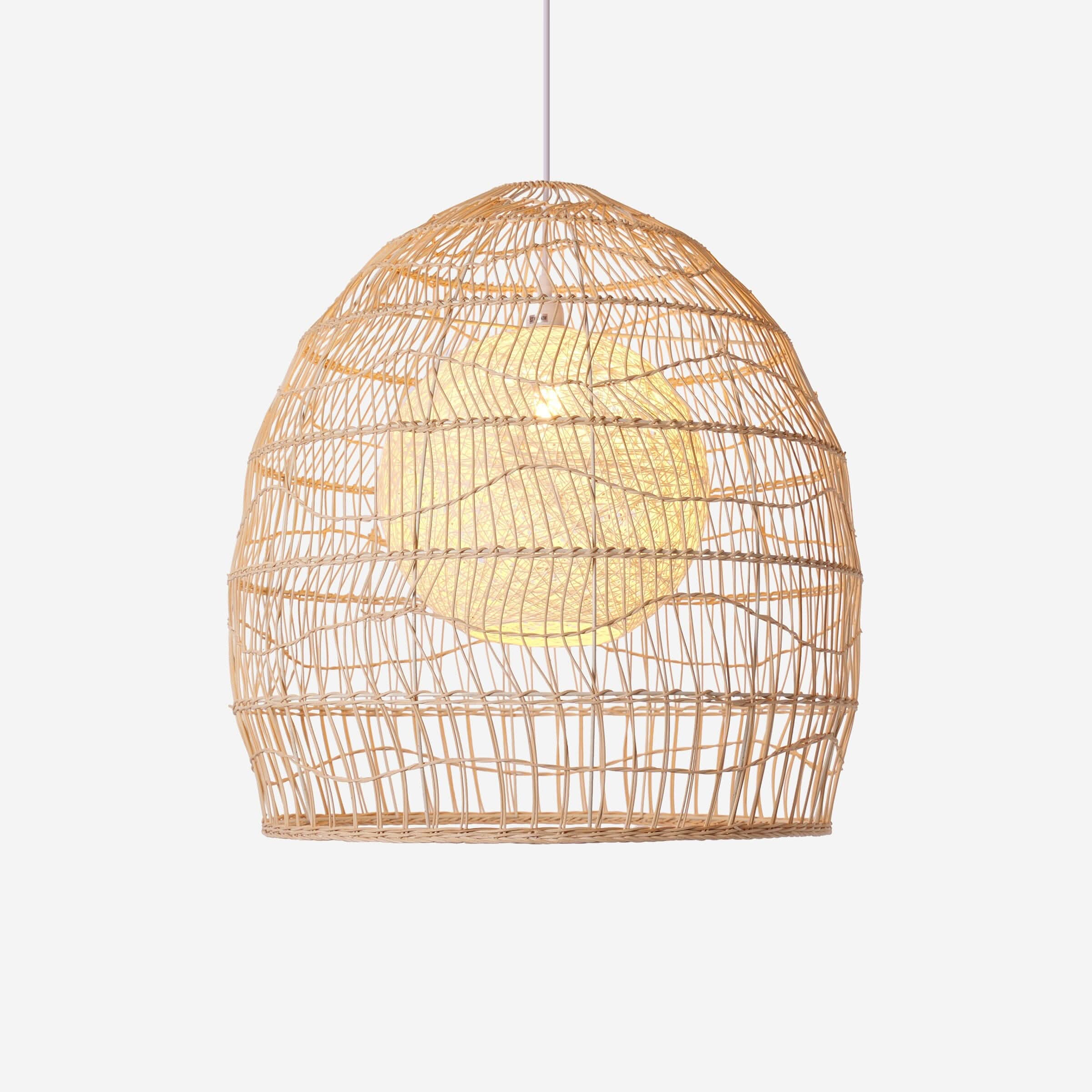 Cella-Lightsin Natural Rattan Pendant Light with Optional Woven Inner Sphere