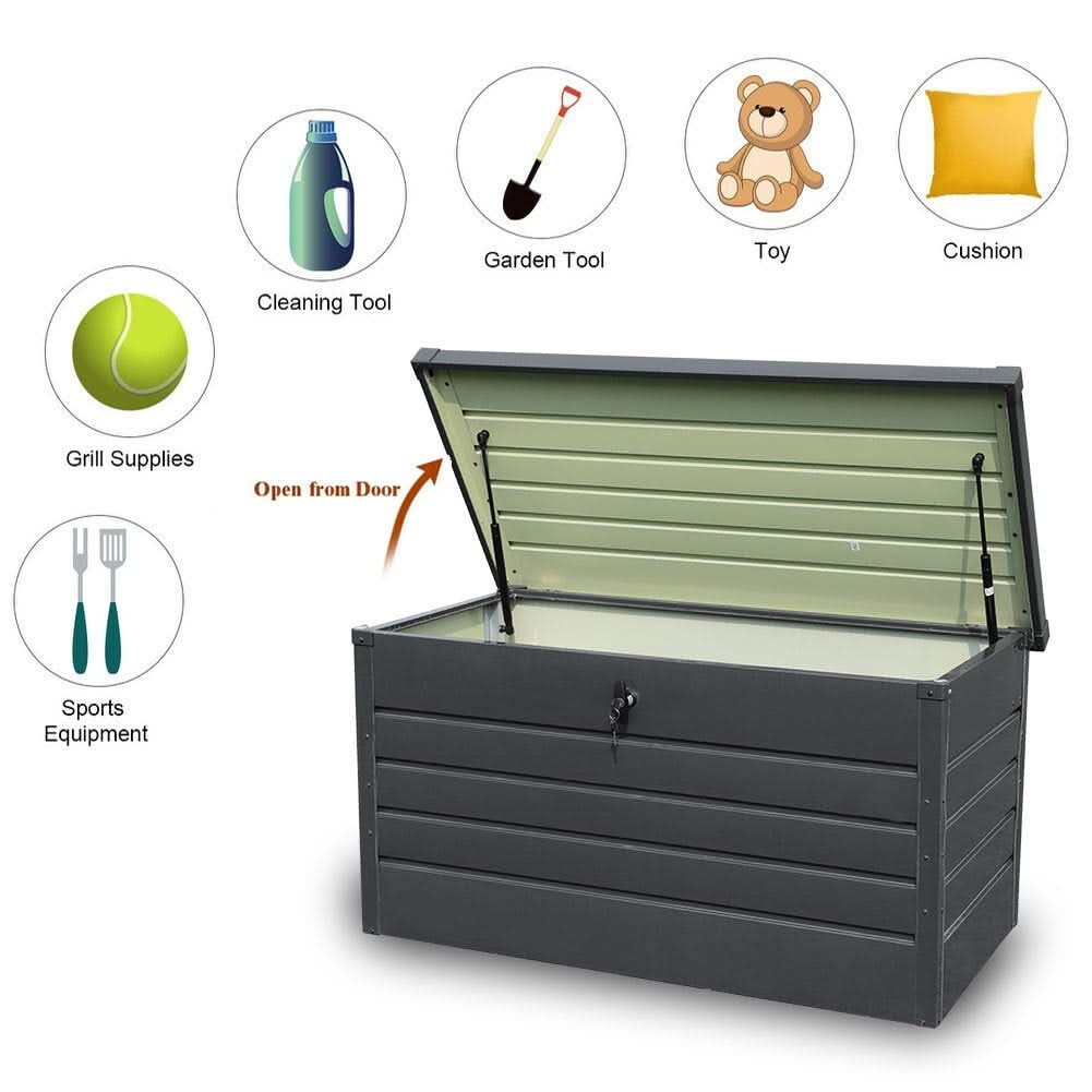 350L Steel Garden Steel Box  Patio Waterproof Storage Box