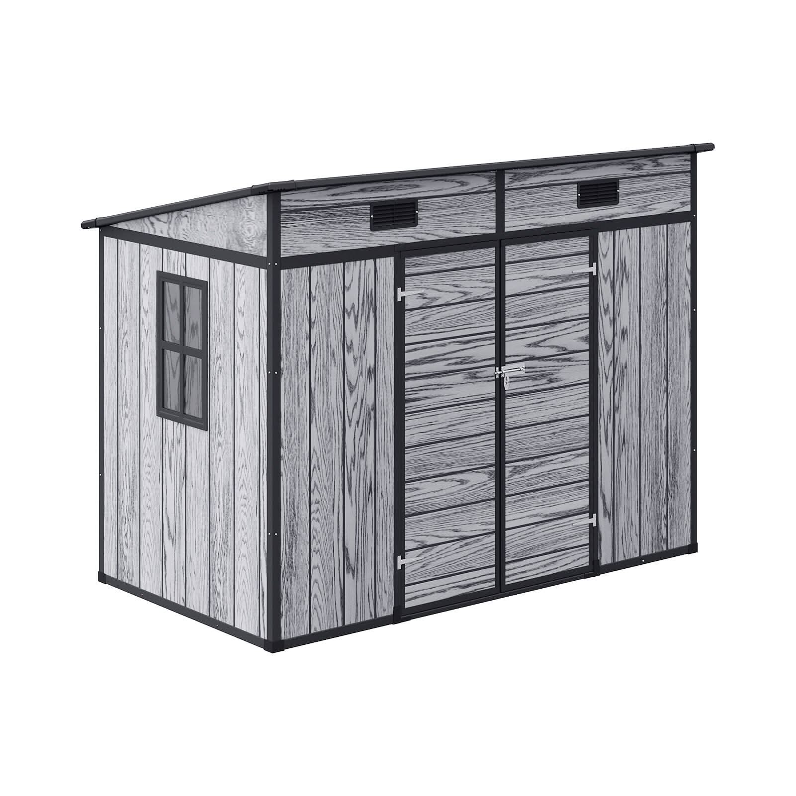 6x4ft / 8x4ft Plastic Outdoor Garden Storage Shed  with Light Grey
