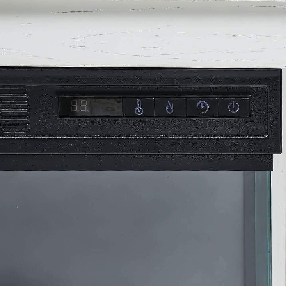 Smallbee Panoramic Glass Fireplace TV Stand with Storage Cabinets, Customizable Flames & Remote Control