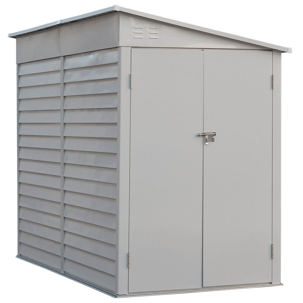 4.6×9 ft Steel Garden Bike Storage Shed Grey/White/Black Lockable