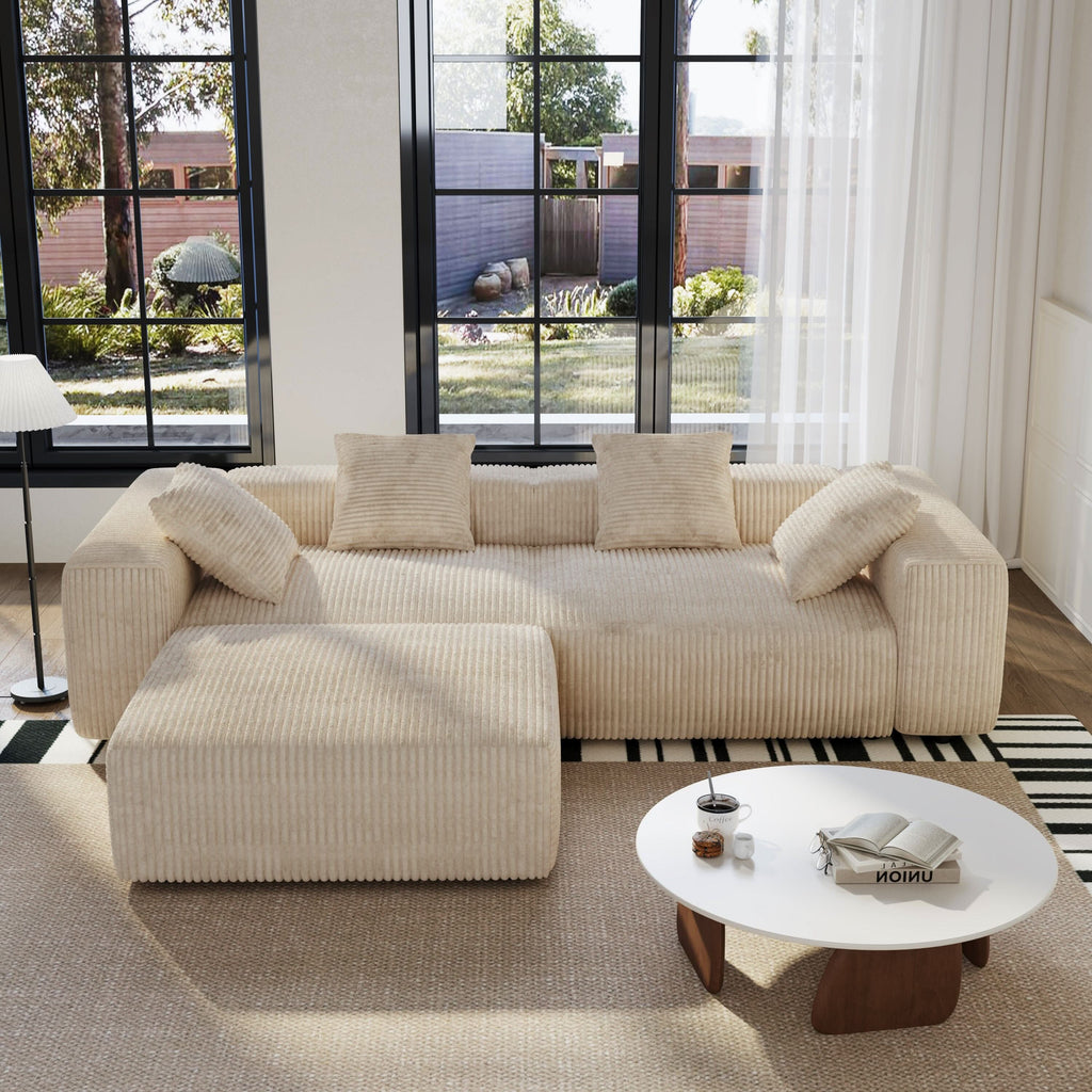 Cottonfy Corduroy Modular Wide Seat Chaise Sofa Block