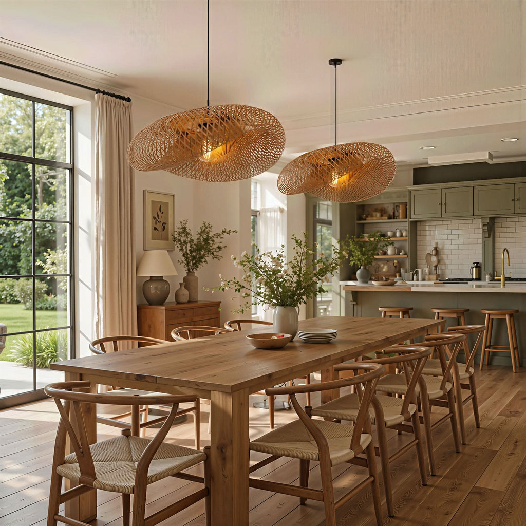 Lightsin Eco-Friendly Handmade Bamboo Pendant Light 60/80cm for Dining Room & Living Room