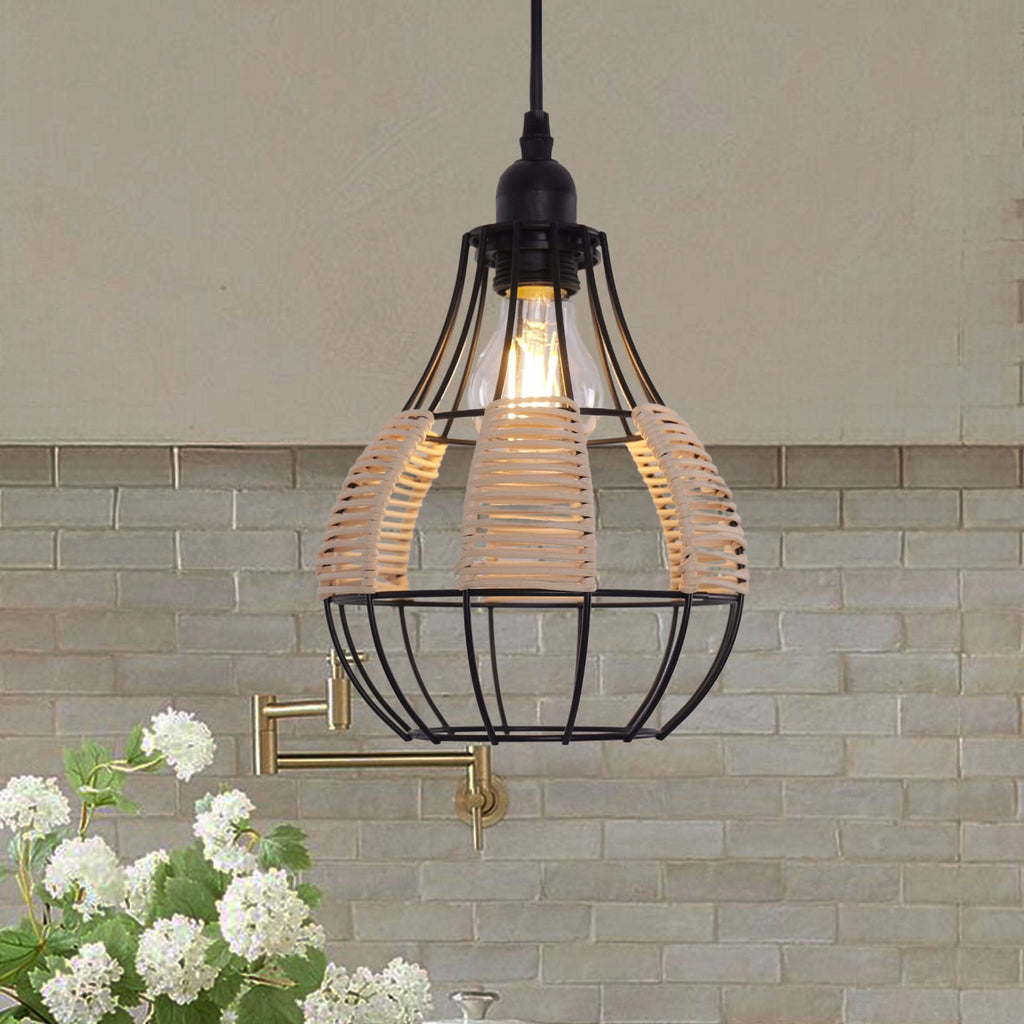 ‍Lightsin Basketweave Rattan Pendant Light for Cozy Earthy Elegance (100% off)
