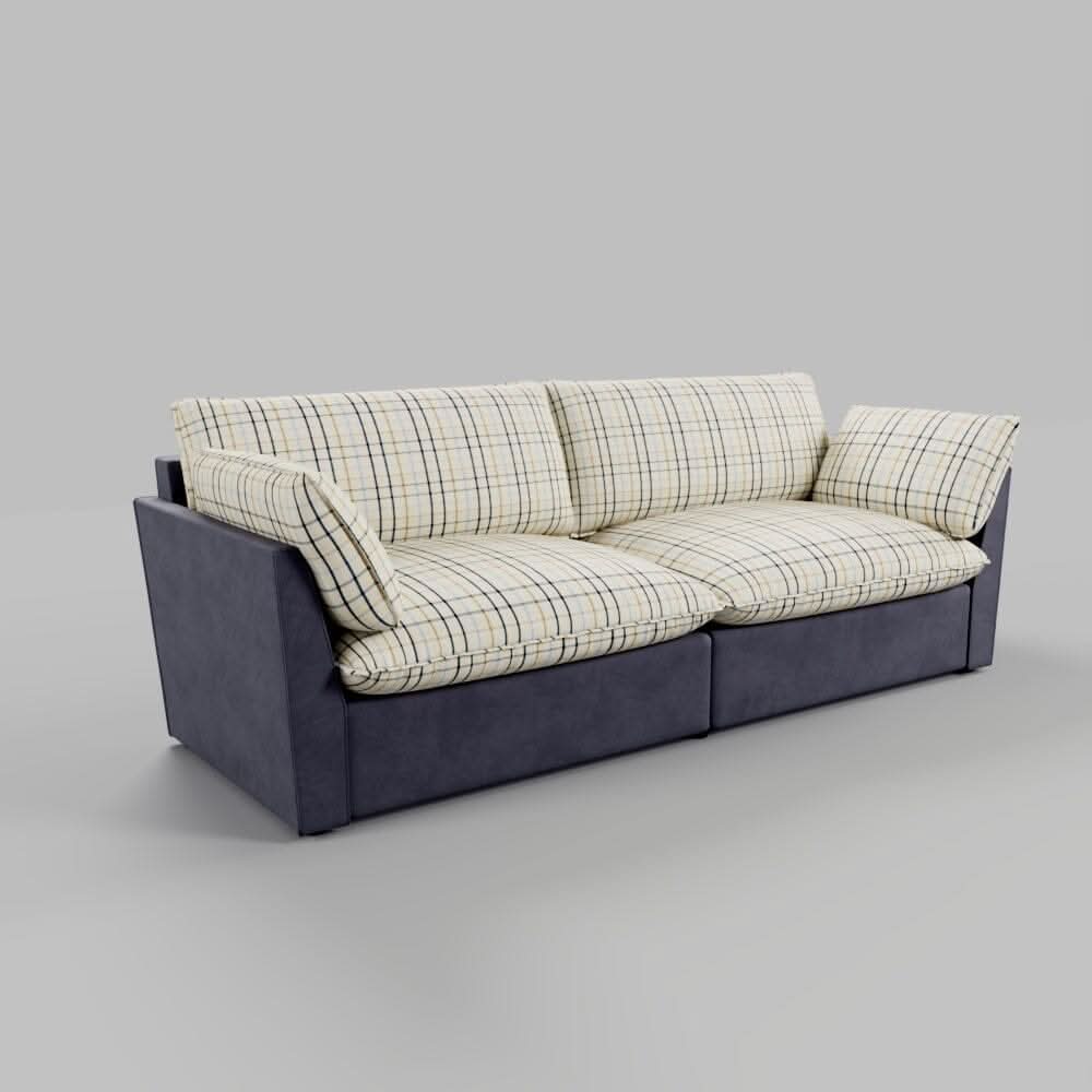 Cottonfy British Retro Check & Striped Sofa with Removable Covers