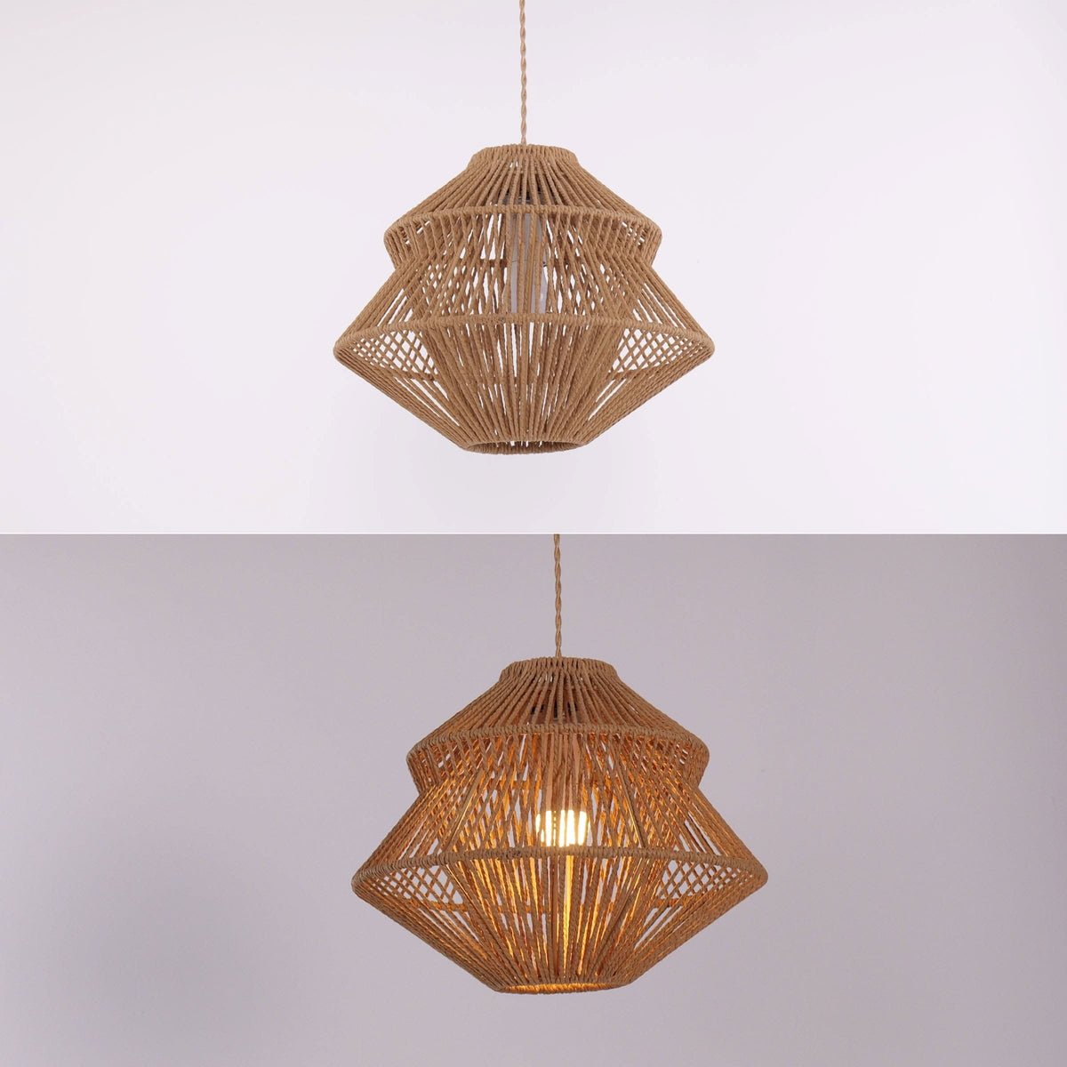 Lightsin Rustic Paper Rope Iron Pendant Light