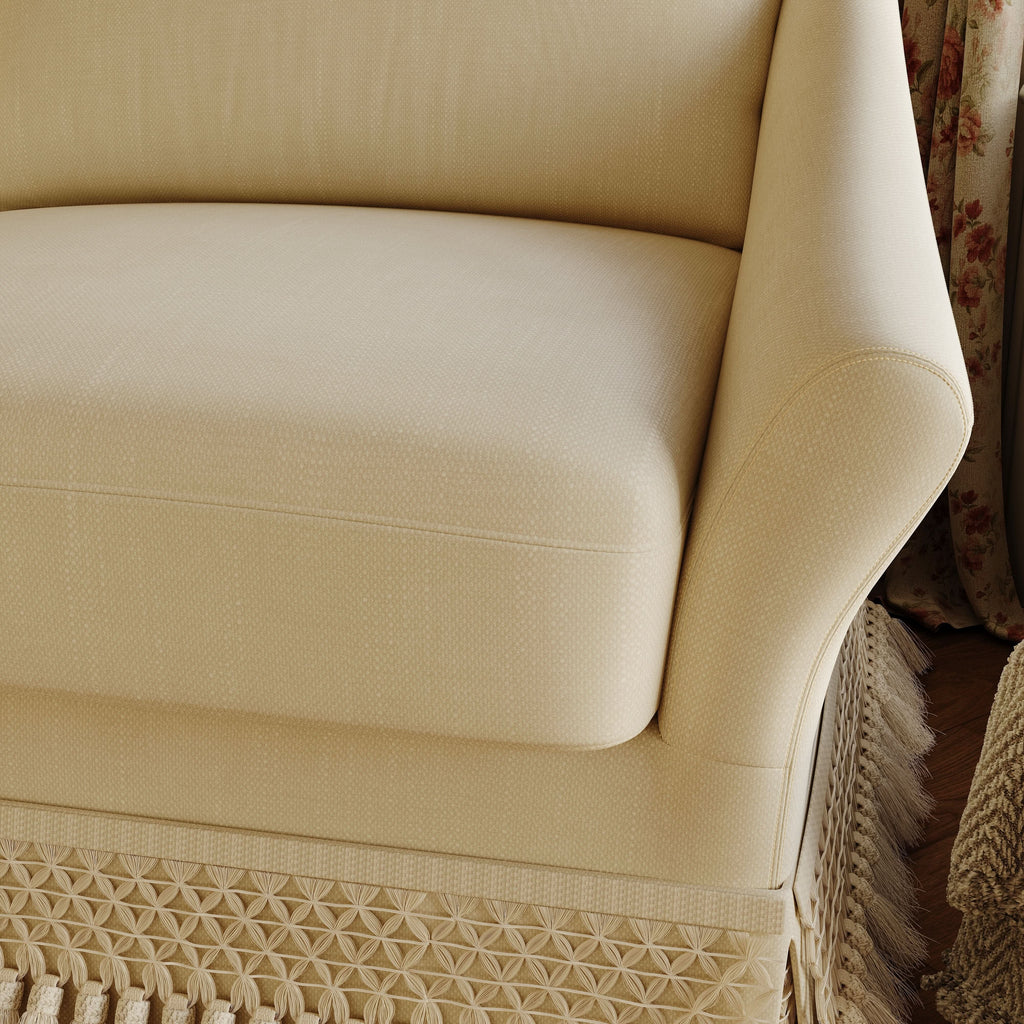 Cottonfy Slipcover Linen Armchair with Fringe