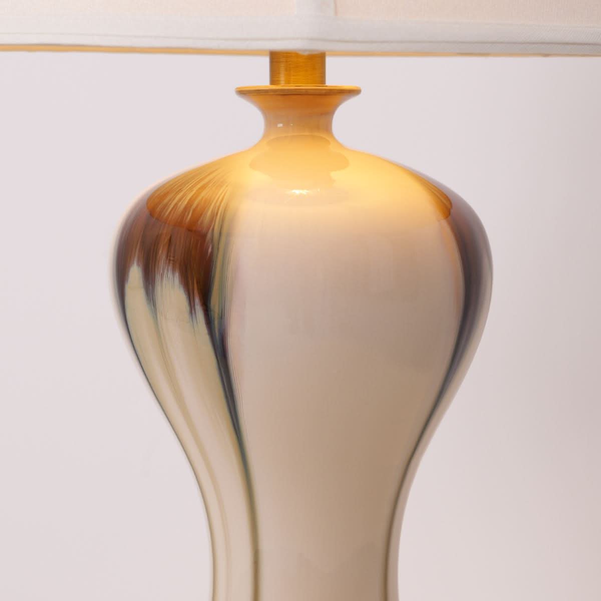 Lightsin Hand-Glazed ‘Earth & Gold’ Ceramic Table Lamp - A Unique Artisan Masterpiece