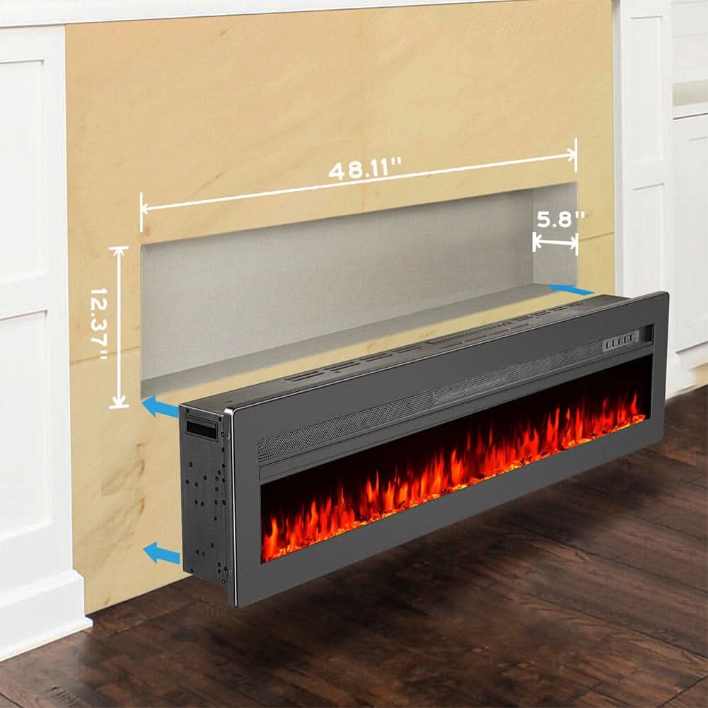 40/50/60 Inch Black/White 9 flame colour Electric Fireplace 1800W Wall Mounted Heater With Installation Kit