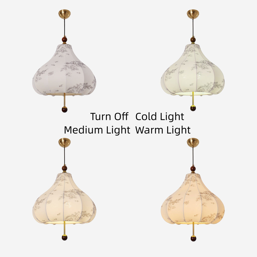 Yellow Floral Fabric Pendant Light | Adjustable E27 Ceiling Lamp
