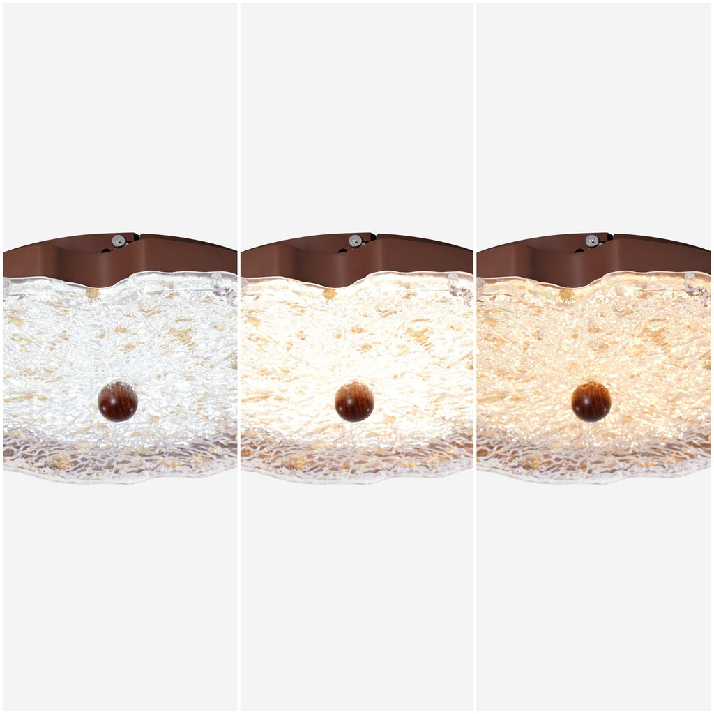 Walnut Ripple Acrylic Ceiling Light | Colour-Changing Flush Mount