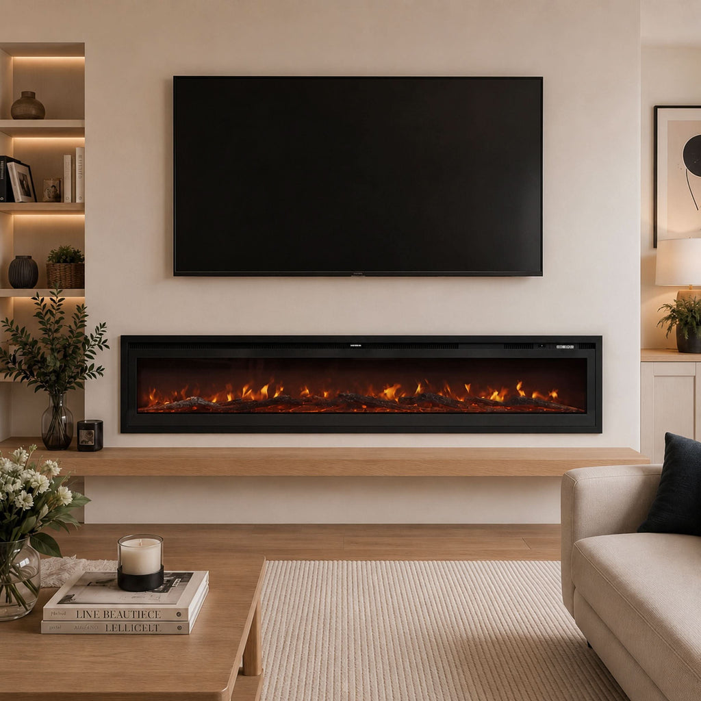 40/50/60/70/80 Inch Electric Fireplace 12 Colour LED Flame Effect Heater with Remote Control