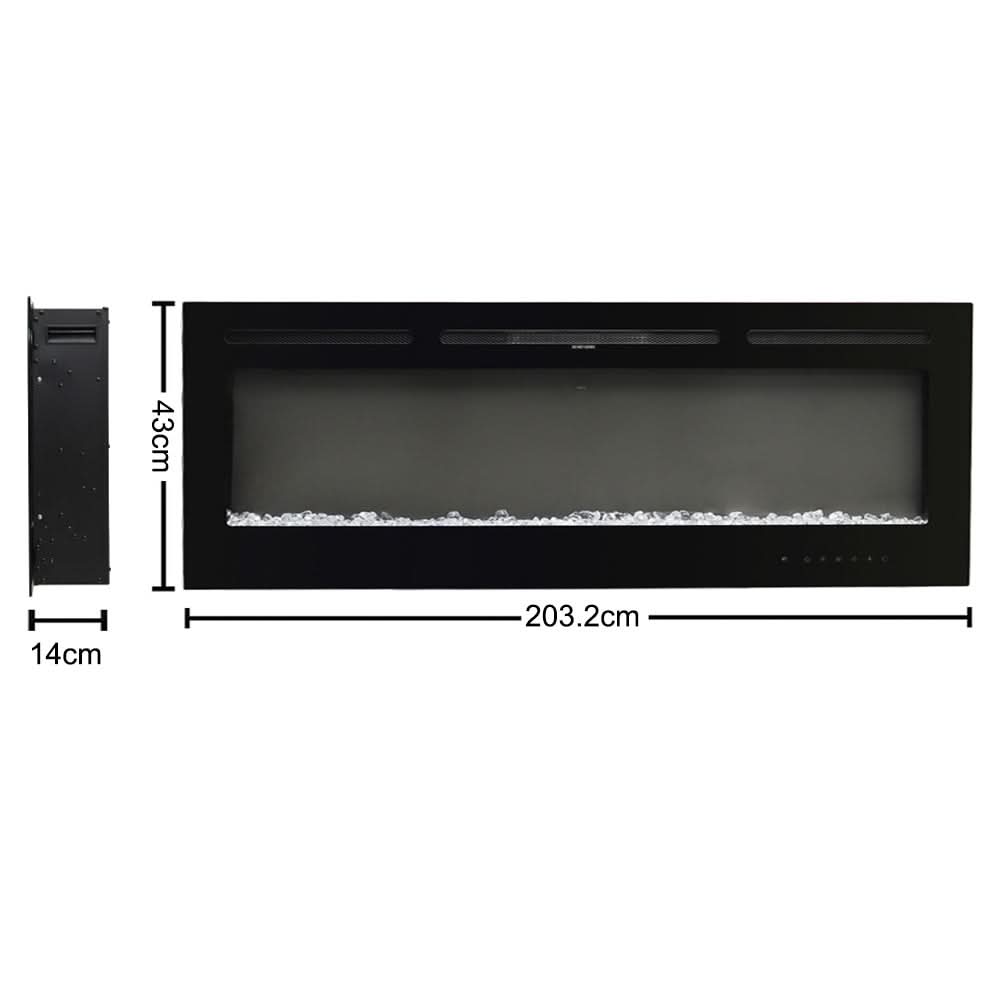 70/80/100 Inch Inset Electric Fireplace Built-In Heater with 9 Flame Colour