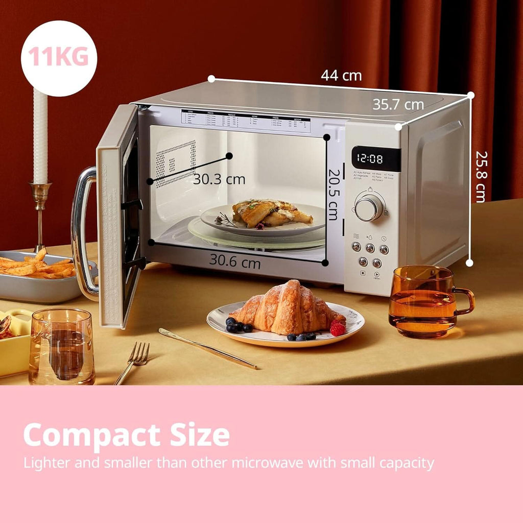 COMFEE 800W 20L Retro Microwave Oven with LED Display Red/Cream/Pastel Green