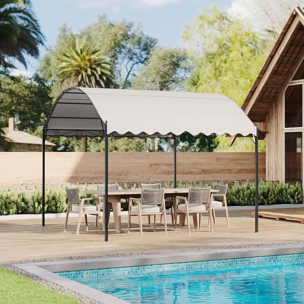 9.84 x 9.84 x 8.53 ft/ 9.84 x 13.12 x 8.53 ft Beige Arch Steel Canopy with Ground Pegs